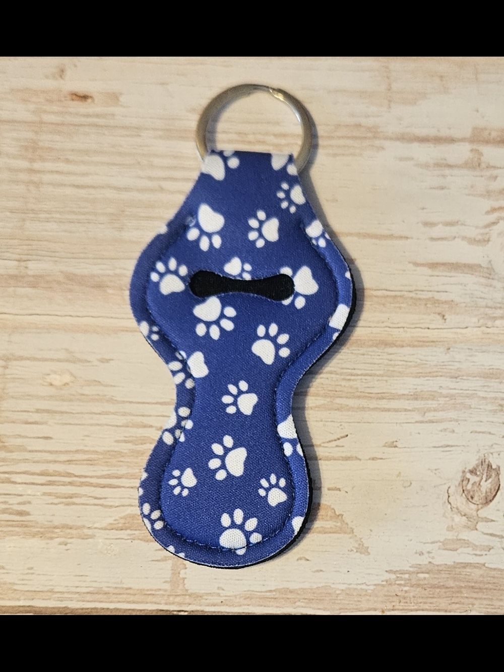 Blue Paw Print Chapstick Keychain Holder New